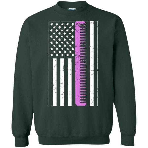 Retro Distressed Hair Stylist American Flag sweatshirt - forest green