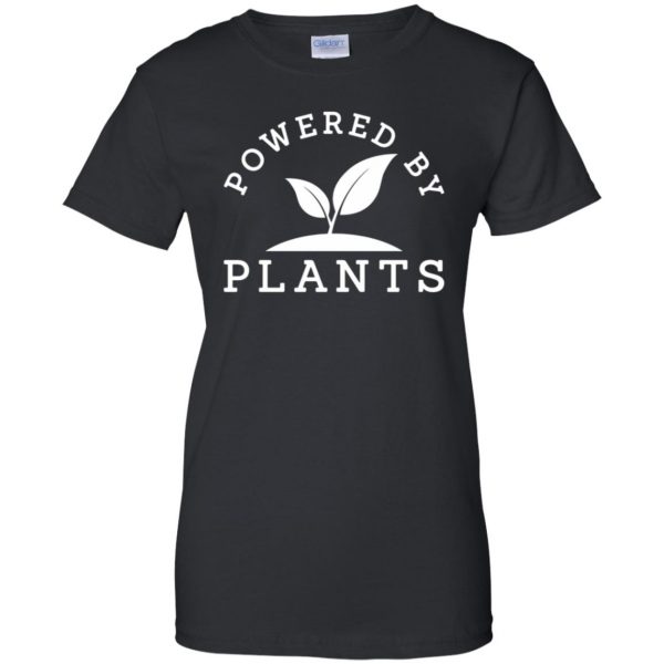 powered by plants tank top womens t shirt - lady t shirt - black