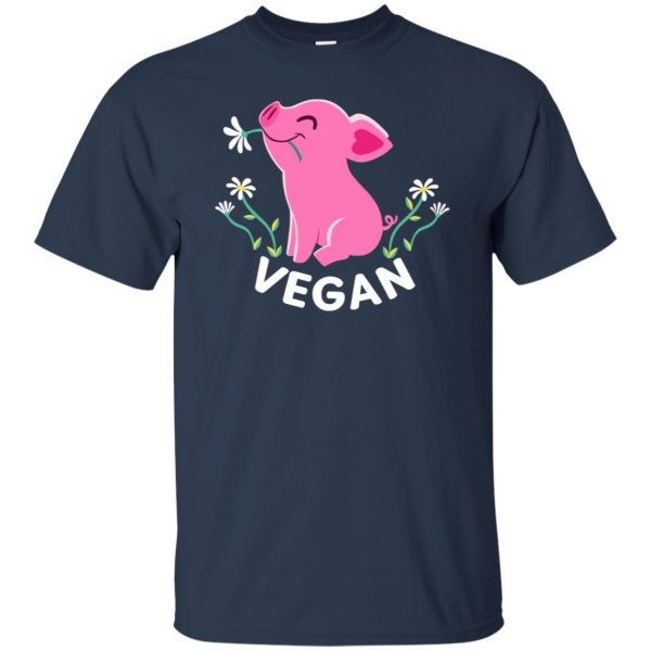 Happy Pink Piglet - Vegan t shirt - navy blue