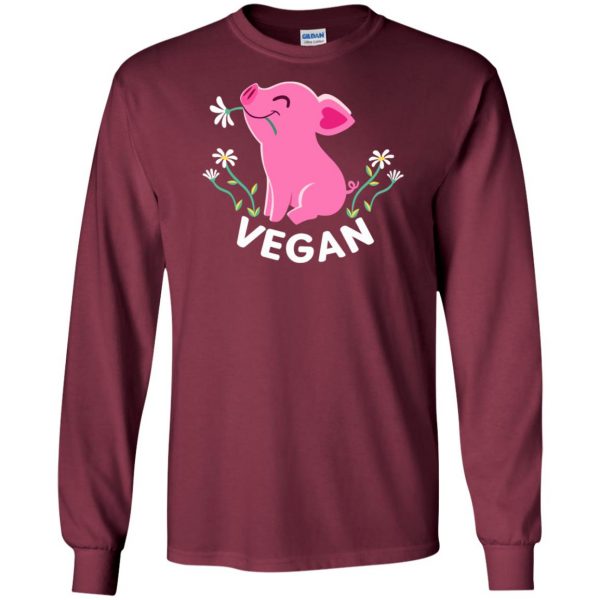 Happy Pink Piglet - Vegan long sleeve - maroon