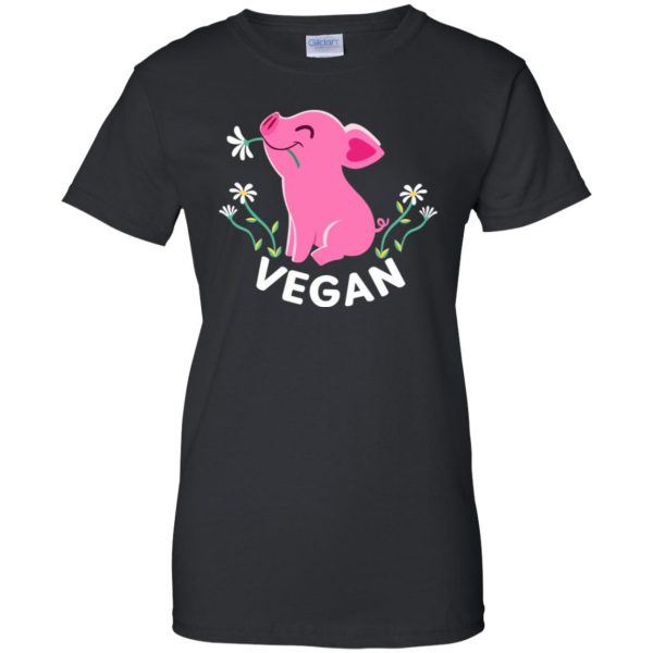 Happy Pink Piglet - Vegan womens t shirt - lady t shirt - black