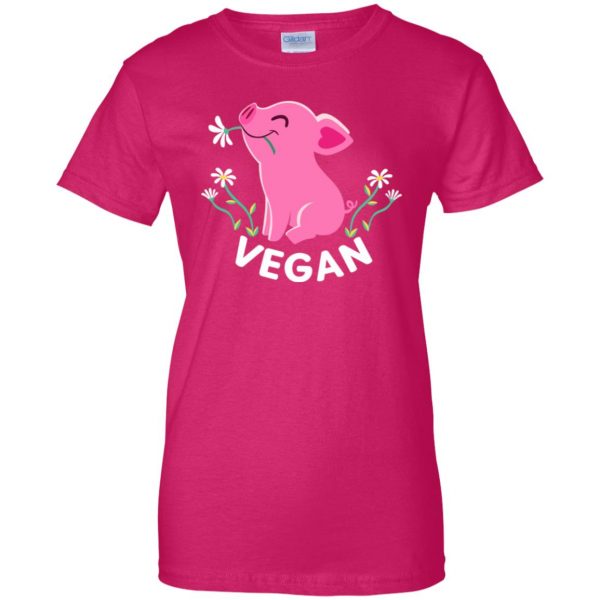 Happy Pink Piglet - Vegan womens t shirt - lady t shirt - pink heliconia