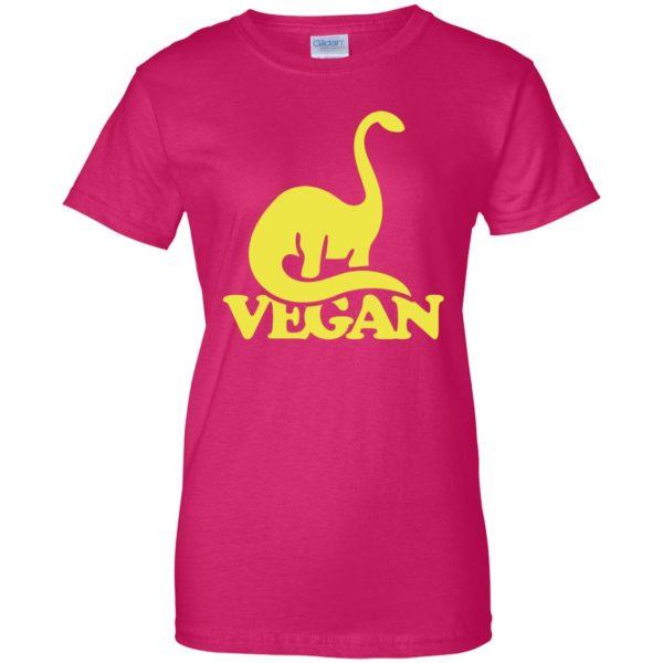 Vegan Dinosaur womens t shirt - lady t shirt - pink heliconia