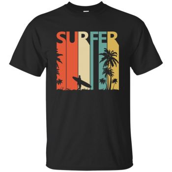 Vintage Retro Surfing Surfer T-shirt - black