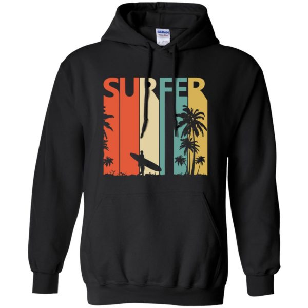 Vintage Retro Surfing Surfer hoodie - black