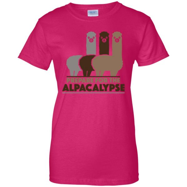 alpacalypse womens t shirt - lady t shirt - pink heliconia