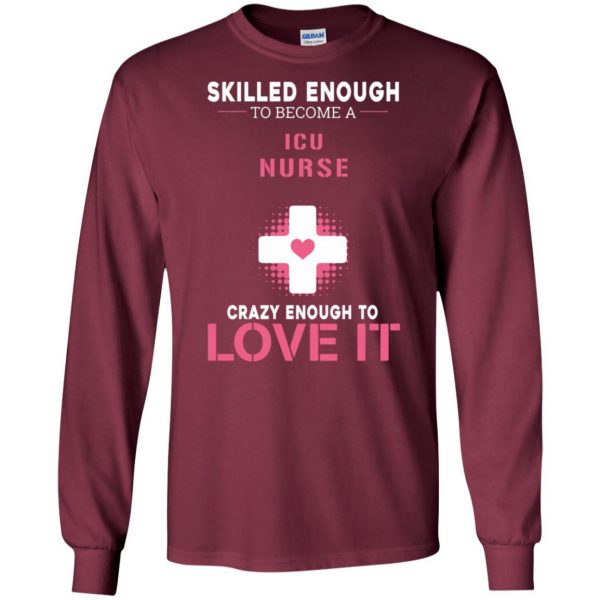 icu nurse long sleeve - maroon