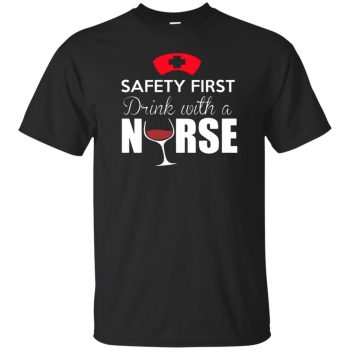 drink with a nurse T-shirt - black
