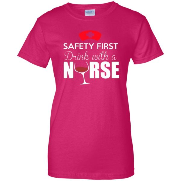 drink with a nurse womens t shirt - lady t shirt - pink heliconia