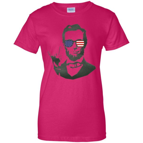 abe lincoln womens t shirt - lady t shirt - pink heliconia