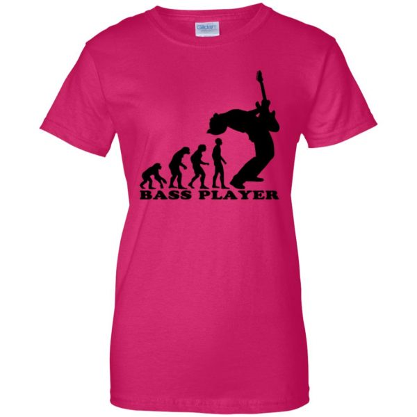 Bass Guitar Evolution womens t shirt - lady t shirt - pink heliconia