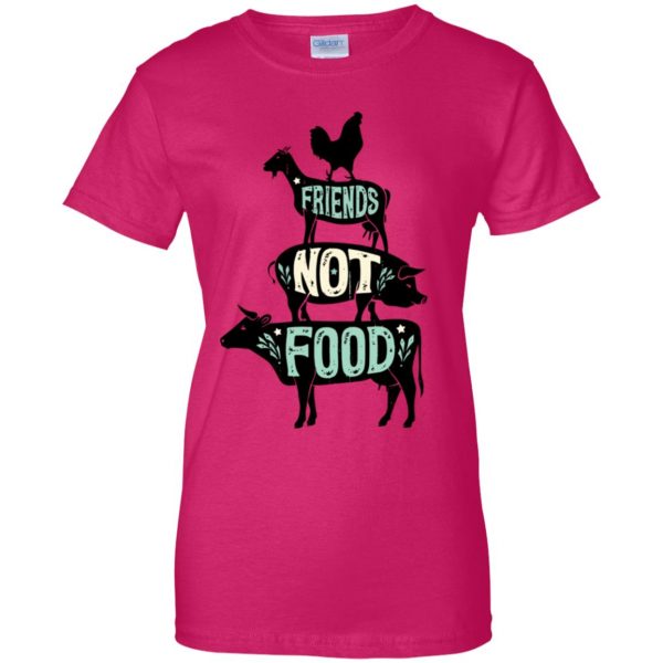 friends not food womens t shirt - lady t shirt - pink heliconia