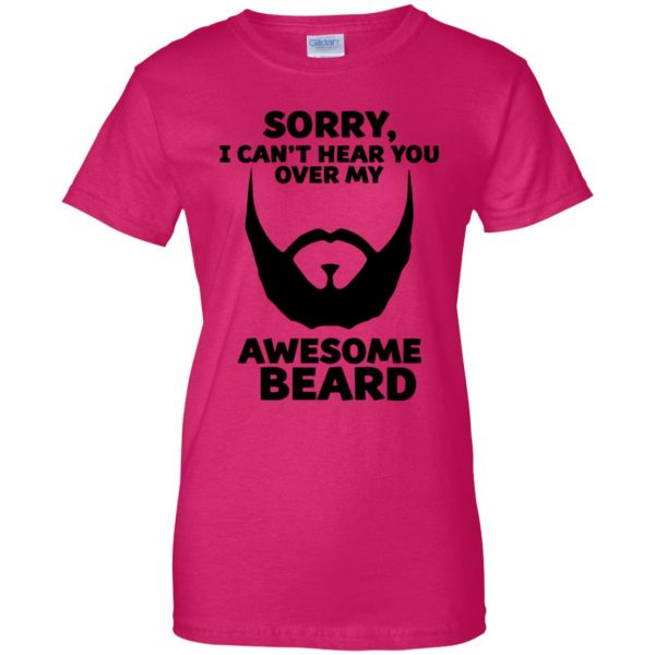 AWESOME BEARD womens t shirt - lady t shirt - pink heliconia