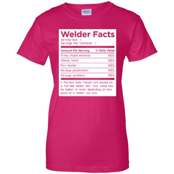 Welder Facts womens t shirt - lady t shirt - pink heliconia