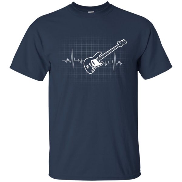 Bass Guitar Heartbeat t shirt - navy blue