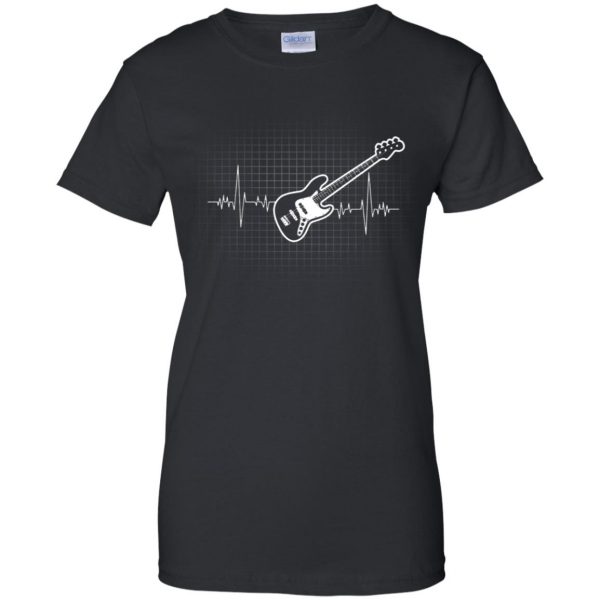 Bass Guitar Heartbeat womens t shirt - lady t shirt - black
