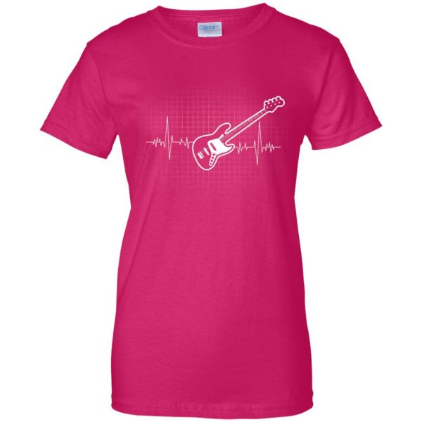 Bass Guitar Heartbeat womens t shirt - lady t shirt - pink heliconia