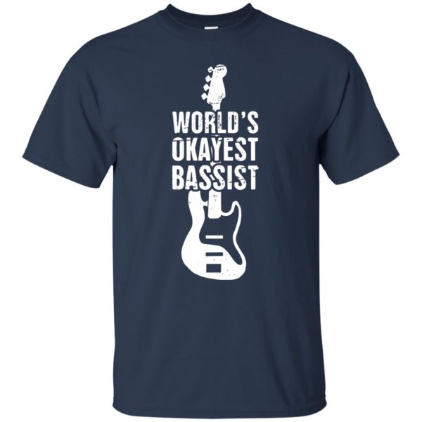 Funny Distressed Bass Guitar Player t shirt - navy blue