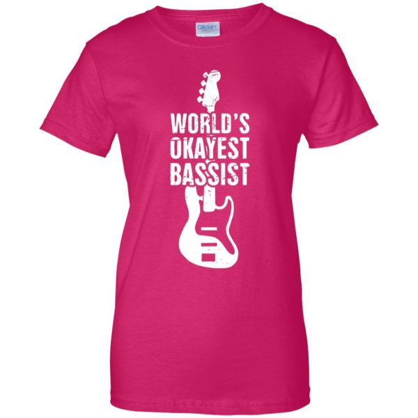 Funny Distressed Bass Guitar Player womens t shirt - lady t shirt - pink heliconia