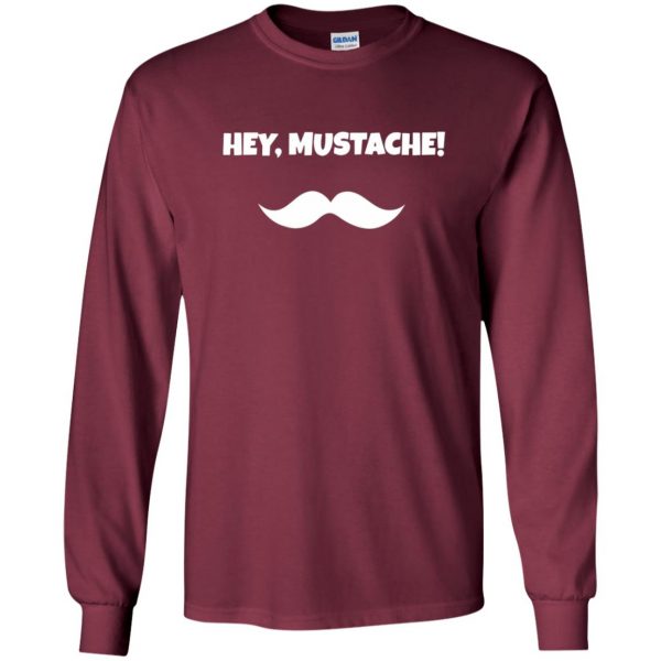 mustache t shirt long sleeve - maroon