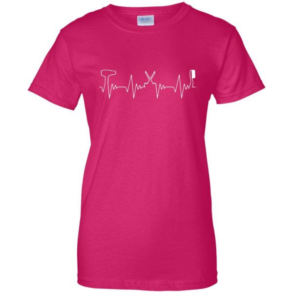 Hair Stylist Heartbeat womens t shirt - lady t shirt - pink heliconia