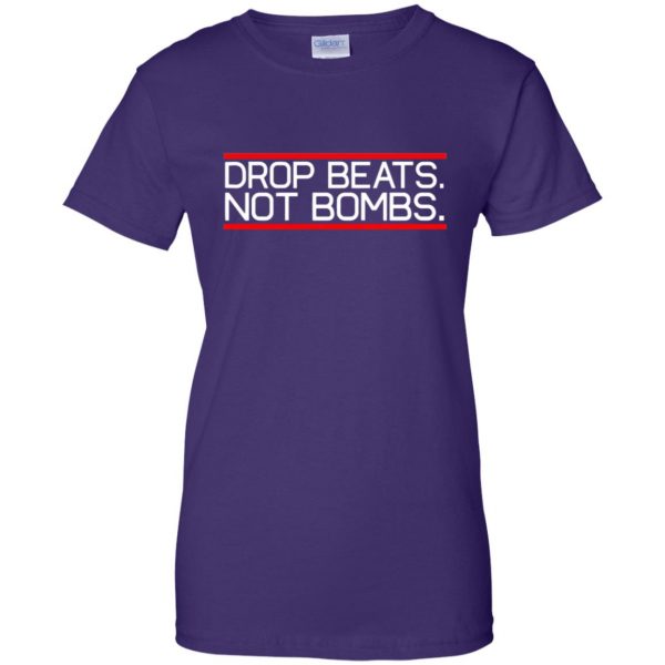 drop beats not bombs womens t shirt - lady t shirt - purple