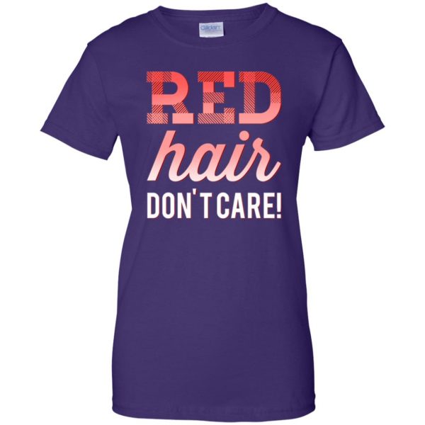 red hair dont care womens t shirt - lady t shirt - purple