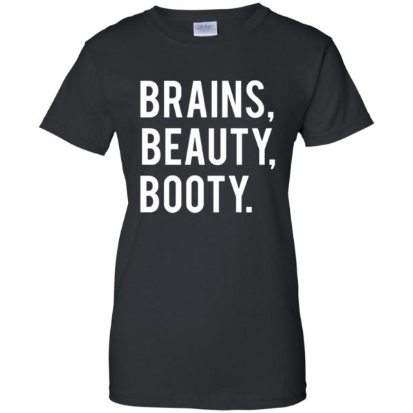 brains beauty booty womens t shirt - lady t shirt - black