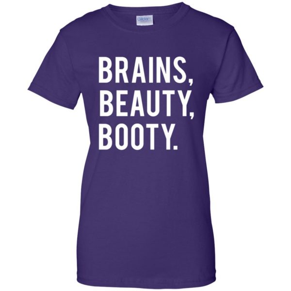 brains beauty booty womens t shirt - lady t shirt - purple