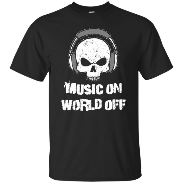 music on world off shirt - black
