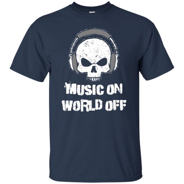 music on world off t shirt - navy blue
