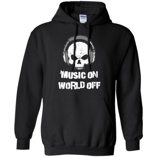 music on world off hoodie - black