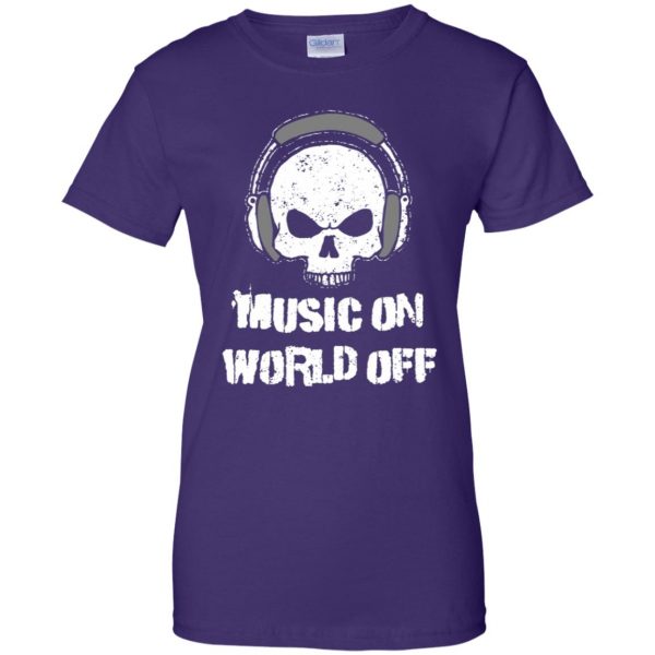 music on world off womens t shirt - lady t shirt - purple
